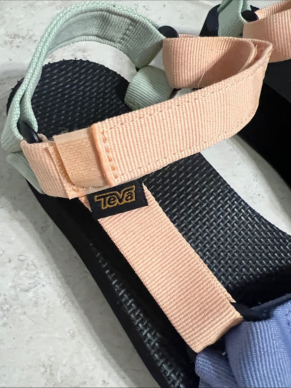 Teva Platform Sandals in Peach, Lavender and Mint Straps - Picture 2 of 6